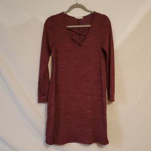 Entro Sweater Dress V-Neck Crisscross Detail